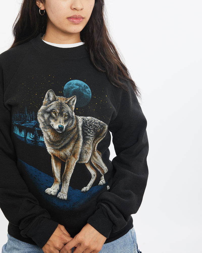 Vintage 1987 Wolf Wildlife Sweatshirt <br>XS , The Real Deal , newtown, sydney, australia, thrift store, opshop, preloved, secondhand, sustainable, retro, antique, 70s, 80s, 90s, 2000s, 00s, fashion, clothing, streetwear, trendy, garment, style, boutique, store, shop, archive, sale, cheap, best, top