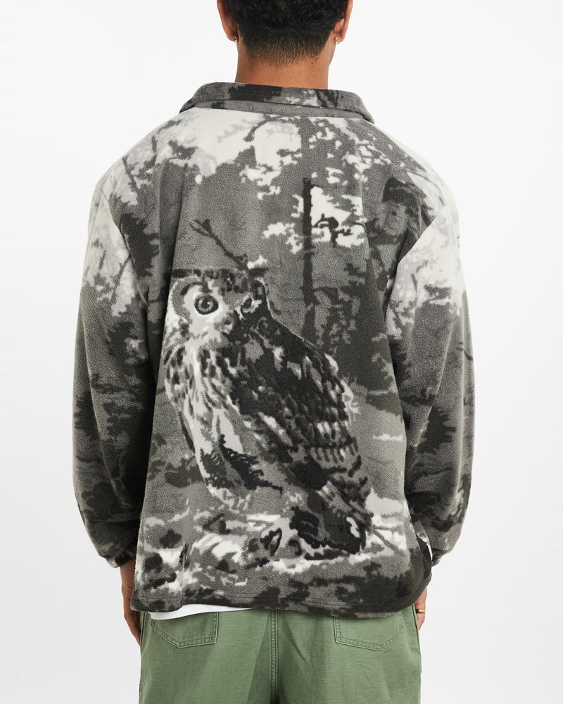 Vintage Owl Wildlife Full Zip Fleece Sweatshirt <br>XL