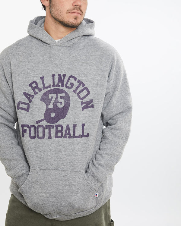 Vintage, 90s, Russell, Athletic, Darlington, Football, Hooded, Sweatshirt, The Real Deal, size large, colour Grey, newtown, sydney, australia, thrift store, opshop, preloved, secondhand, sustainable, retro, antique, 70s, 80s, 90s, 2000s, 00s, fashion, clothing, streetwear, trendy, garment, style, boutique, store, shop, archive, sale, cheap, best, top, Sweats and hoodies