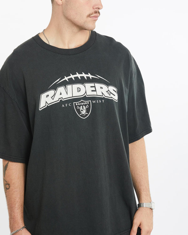 Vintage, NFL, Los, Angeles, Raiders, Tee, The Real Deal, size extra large, colour Black, newtown, sydney, australia, thrift store, opshop, preloved, secondhand, sustainable, retro, antique, 70s, 80s, 90s, 2000s, 00s, fashion, clothing, streetwear, trendy, garment, style, boutique, store, shop, archive, sale, cheap, best, top, T-Shirts