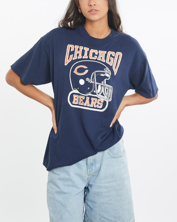 Vintage, 80s, NFL, Chicago, Bears, Tee, The Real Deal, size small, colour Navy, newtown, sydney, australia, thrift store, opshop, preloved, secondhand, sustainable, retro, antique, 70s, 80s, 90s, 2000s, 00s, fashion, clothing, streetwear, trendy, garment, style, boutique, store, shop, archive, sale, cheap, best, top, T-Shirts