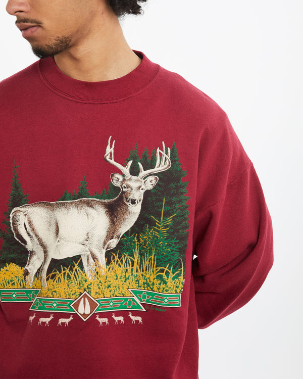 Vintage 90s Deer Wildlife Sweatshirt <br>M , The Real Deal , newtown, sydney, australia, thrift store, opshop, preloved, secondhand, sustainable, retro, antique, 70s, 80s, 90s, 2000s, 00s, fashion, clothing, streetwear, trendy, garment, style, boutique, store, shop, archive, sale, cheap, best, top