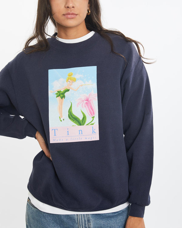 Vintage, 90s, Disney, Tinkerbell, Sweatshirt, The Real Deal, size small, colour Navy, newtown, sydney, australia, thrift store, opshop, preloved, secondhand, sustainable, retro, antique, 70s, 80s, 90s, 2000s, 00s, fashion, clothing, streetwear, trendy, garment, style, boutique, store, shop, archive, sale, cheap, best, top, Sweats and hoodies