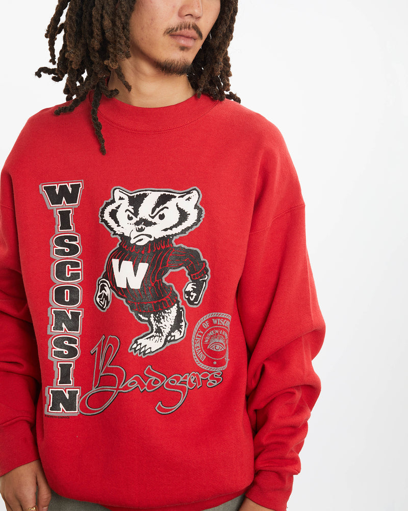 Vintage 90s NCAA Wisconsin Badgers Sweatshirt <br>L , The Real Deal , newtown, sydney, australia, thrift store, opshop, preloved, secondhand, sustainable, retro, antique, 70s, 80s, 90s, 2000s, 00s, fashion, clothing, streetwear, trendy, garment, style, boutique, store, shop, archive, sale, cheap, best, top