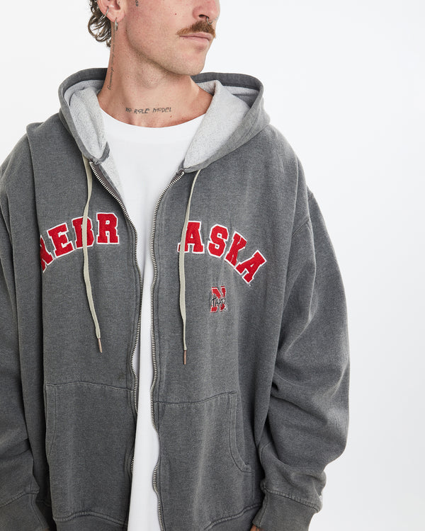 Vintage 90s NCAA University of Nebraska Huskers Hooded Sweatshirt <br>L , The Real Deal , newtown, sydney, australia, thrift store, opshop, preloved, secondhand, sustainable, retro, antique, 70s, 80s, 90s, 2000s, 00s, fashion, clothing, streetwear, trendy, garment, style, boutique, store, shop, archive, sale, cheap, best, top