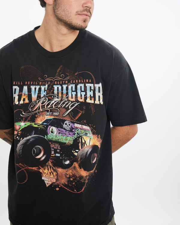 Vintage, Grave, Digger, Monster, Truck, Tee, The Real Deal, size large, colour Black, newtown, sydney, australia, thrift store, opshop, preloved, secondhand, sustainable, retro, antique, 70s, 80s, 90s, 2000s, 00s, fashion, clothing, streetwear, trendy, garment, style, boutique, store, shop, archive, sale, cheap, best, top, T-Shirts