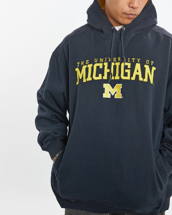 Vintage University of Michigan Hooded Sweatshirt <br>XL , The Real Deal , newtown, sydney, australia, thrift store, opshop, preloved, secondhand, sustainable, retro, antique, 70s, 80s, 90s, 2000s, 00s, fashion, clothing, streetwear, trendy, garment, style, boutique, store, shop, archive, sale, cheap, best, top