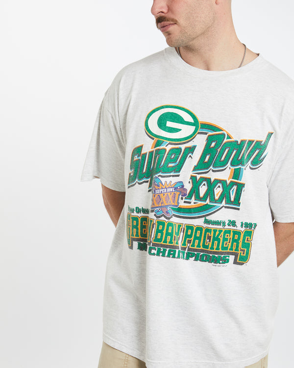 Vintage 1997 NFL Green Bay Packers Super Bowl Tee <br>L , The Real Deal , newtown, sydney, australia, thrift store, opshop, preloved, secondhand, sustainable, retro, antique, 70s, 80s, 90s, 2000s, 00s, fashion, clothing, streetwear, trendy, garment, style, boutique, store, shop, archive, sale, cheap, best, top