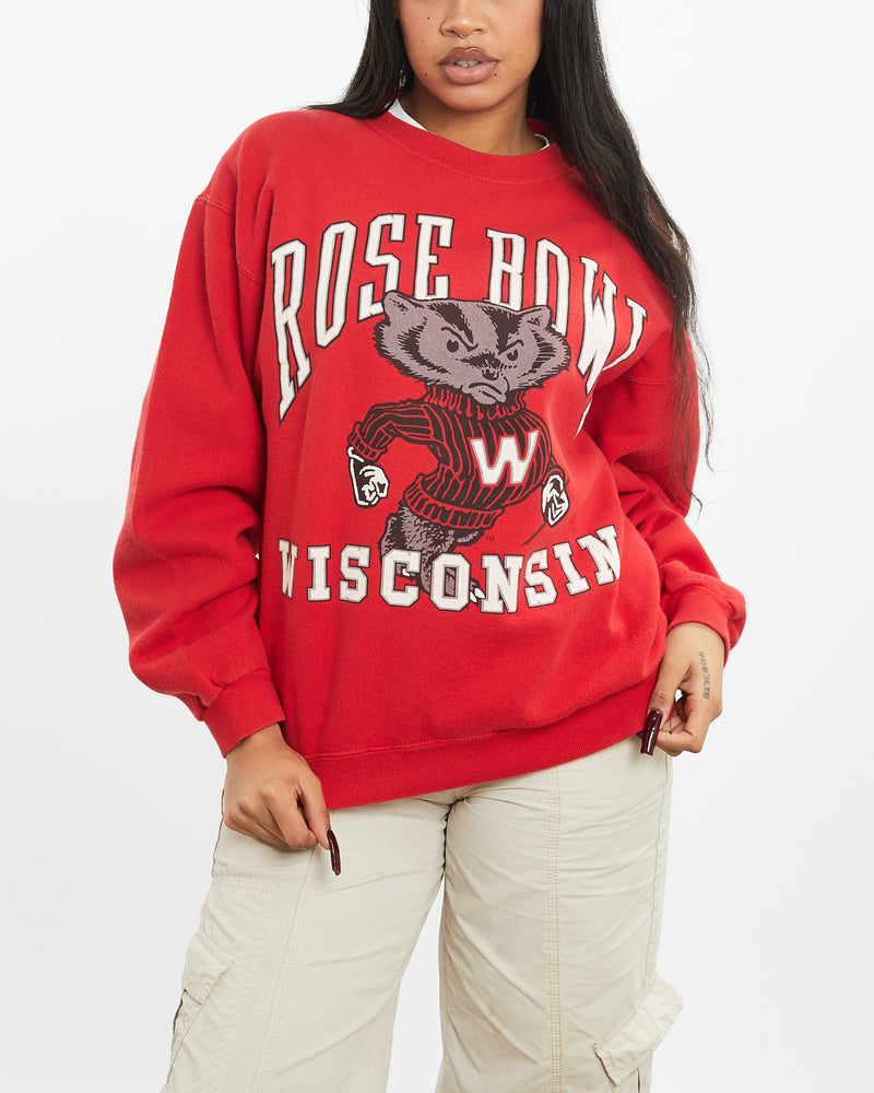 Vintage 90s NCAA Wisconsin Badgers Sweatshirt <br>S , The Real Deal , newtown, sydney, australia, thrift store, opshop, preloved, secondhand, sustainable, retro, antique, 70s, 80s, 90s, 2000s, 00s, fashion, clothing, streetwear, trendy, garment, style, boutique, store, shop, archive, sale, cheap, best, top