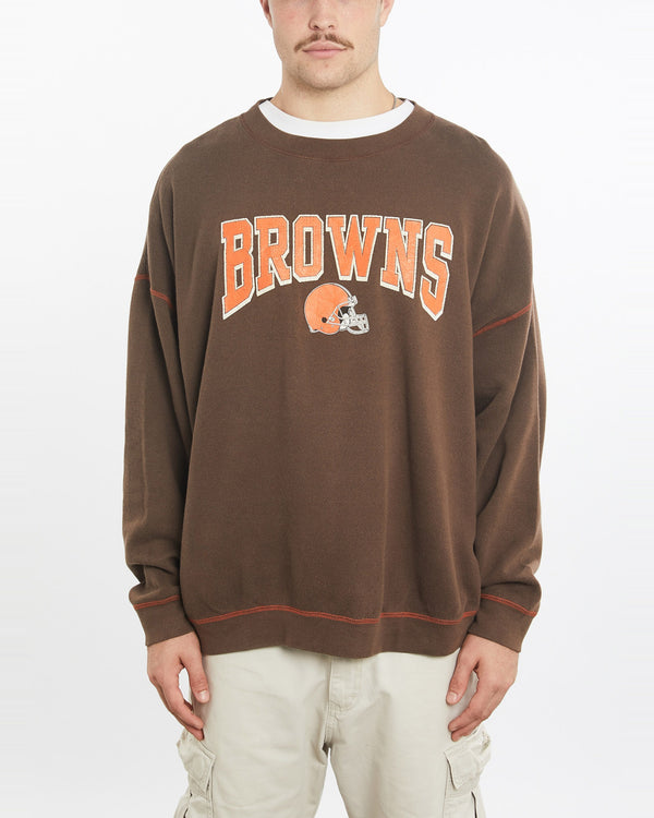 Vintage, NFL, Cleveland, Browns, Sweatshirt, The Real Deal, size extra large, colour Brown, newtown, sydney, australia, thrift store, opshop, preloved, secondhand, sustainable, retro, antique, 70s, 80s, 90s, 2000s, 00s, fashion, clothing, streetwear, trendy, garment, style, boutique, store, shop, archive, sale, cheap, best, top, Sweats and hoodies