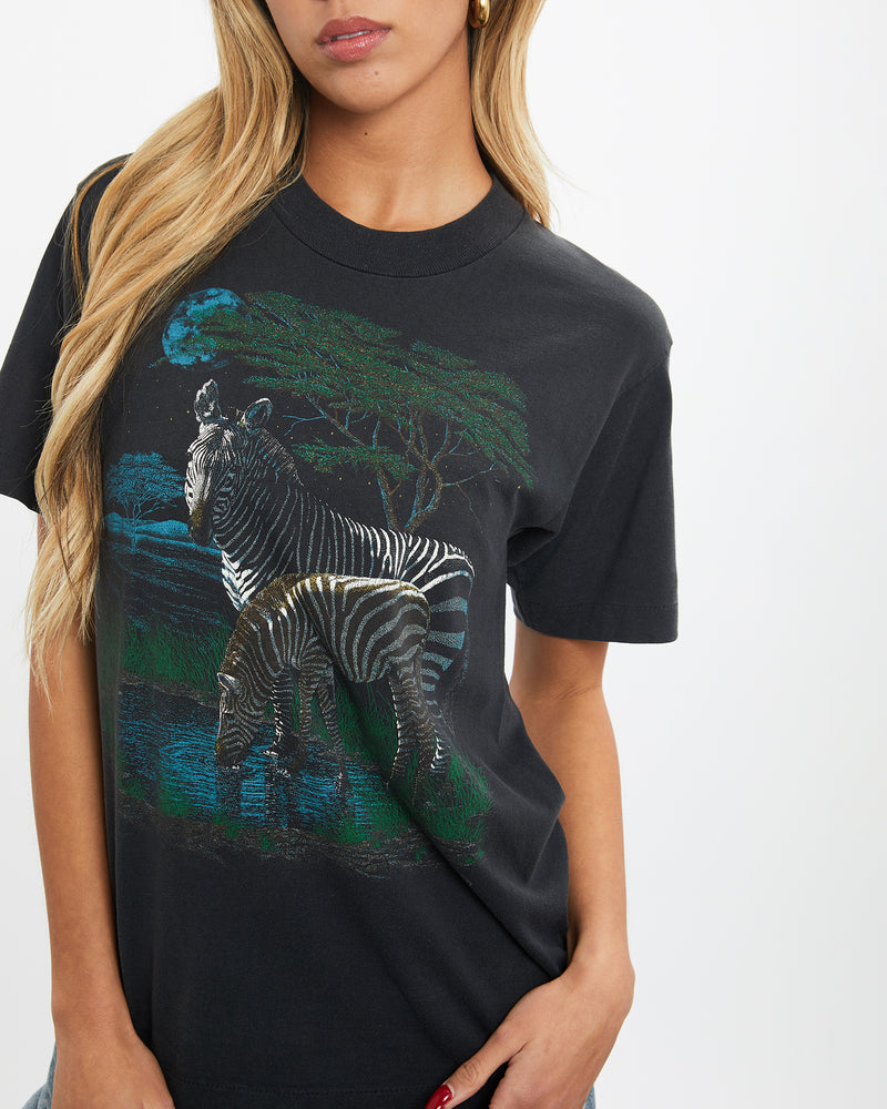 Vintage 1990 Wildlife Zebra Tee <br>XS