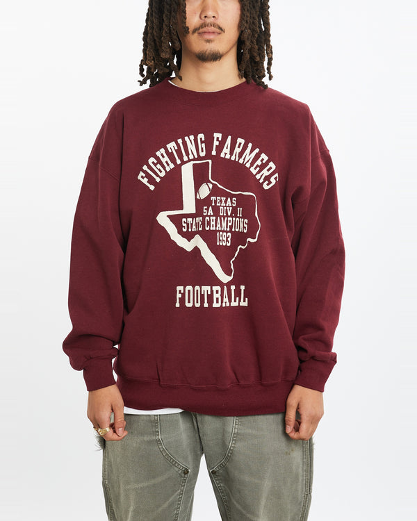 Vintage 1993 Fighting Farmers Football Sweatshirt <br>L , The Real Deal , newtown, sydney, australia, thrift store, opshop, preloved, secondhand, sustainable, retro, antique, 70s, 80s, 90s, 2000s, 00s, fashion, clothing, streetwear, trendy, garment, style, boutique, store, shop, archive, sale, cheap, best, top