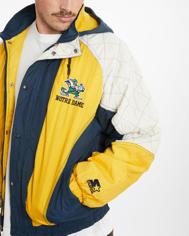 Vintage 90s Starter NCAA Notre Dame Fighting Irish Jacket <br>XL , The Real Deal , newtown, sydney, australia, thrift store, opshop, preloved, secondhand, sustainable, retro, antique, 70s, 80s, 90s, 2000s, 00s, fashion, clothing, streetwear, trendy, garment, style, boutique, store, shop, archive, sale, cheap, best, top