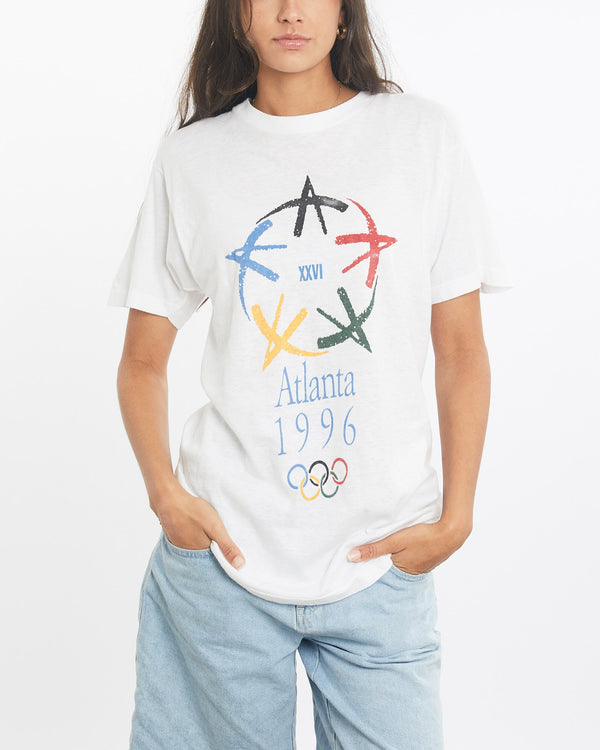 1996, Atlanta, Olympics, Tee, The Real Deal, size small, colour White, newtown, sydney, australia, thrift store, opshop, preloved, secondhand, sustainable, retro, antique, 70s, 80s, 90s, 2000s, 00s, fashion, clothing, streetwear, trendy, garment, style, boutique, store, shop, archive, sale, cheap, best, top, T-Shirts