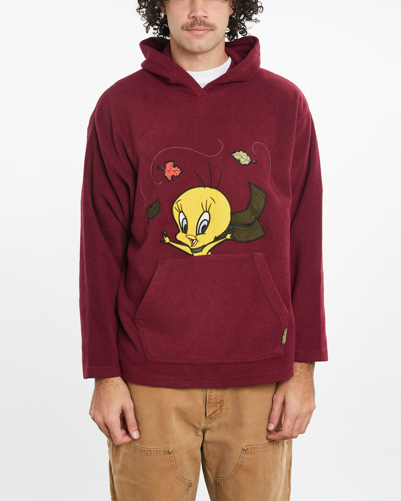 Vintage Looney Tunes Tweety Bird Hooded Fleece Sweatshirt <br>L