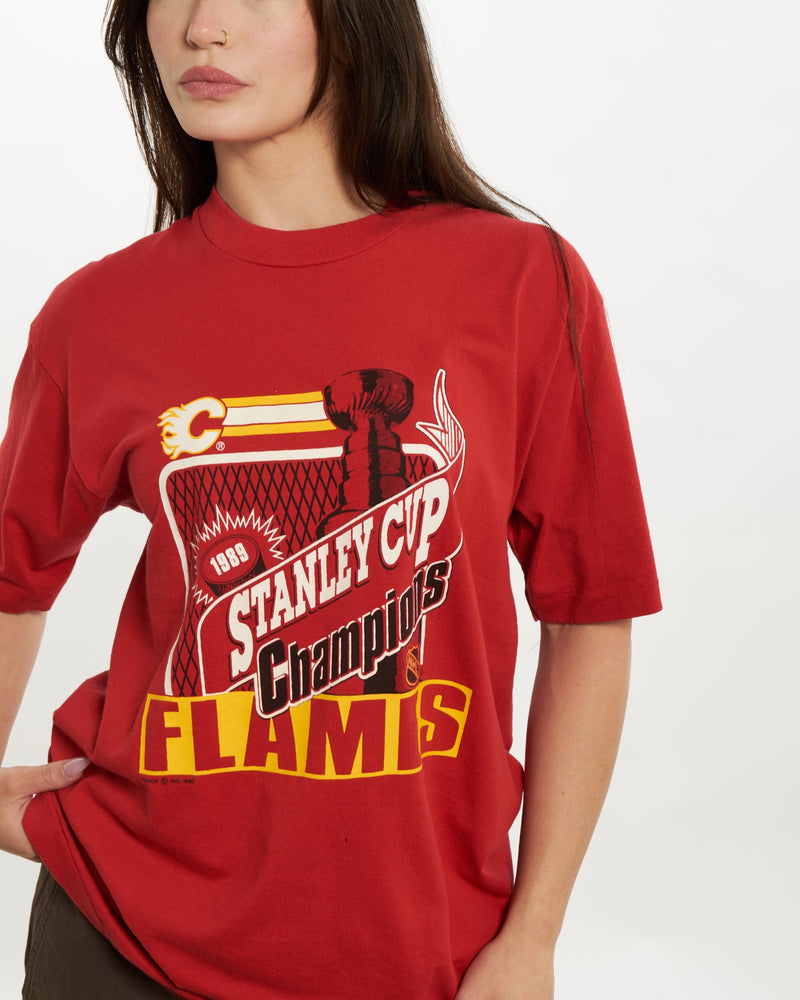 Vintage 1989 NHL Calgary Flames Tee <br>S , The Real Deal , newtown, sydney, australia, thrift store, opshop, preloved, secondhand, sustainable, retro, antique, 70s, 80s, 90s, 2000s, 00s, fashion, clothing, streetwear, trendy, garment, style, boutique, store, shop, archive, sale, cheap, best, top