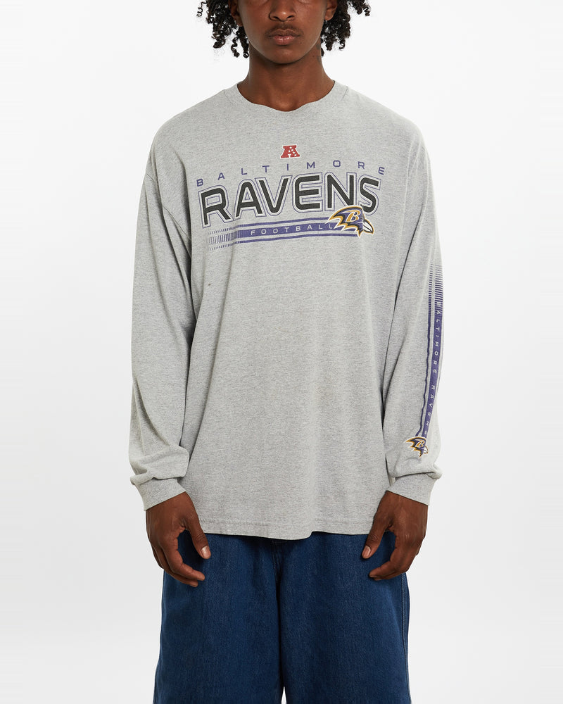 Vintage NFL Baltimore Ravens Long Sleeve Tee <br>L , The Real Deal , newtown, sydney, australia, thrift store, opshop, preloved, secondhand, sustainable, retro, antique, 70s, 80s, 90s, 2000s, 00s, fashion, clothing, streetwear, trendy, garment, style, boutique, store, shop, archive, sale, cheap, best, top