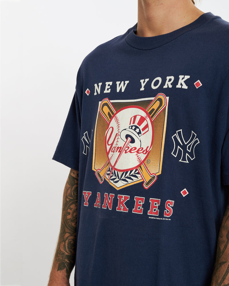 Vintage 1991 New York Yankees Tee <br>XL , The Real Deal , newtown, sydney, australia, thrift store, opshop, preloved, secondhand, sustainable, retro, antique, 70s, 80s, 90s, 2000s, 00s, fashion, clothing, streetwear, trendy, garment, style, boutique, store, shop, archive, sale, cheap, best, top