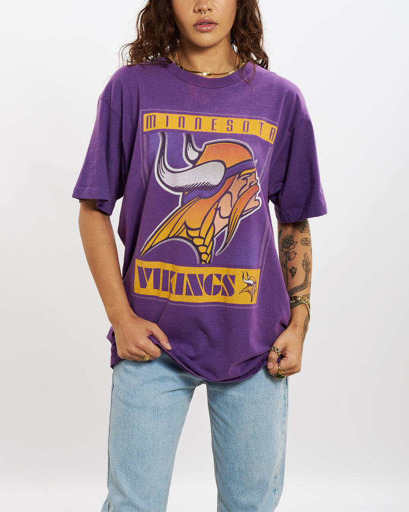 Vintage 90s Minnesota Vikings Tee <br>S , The Real Deal , newtown, sydney, australia, thrift store, opshop, preloved, secondhand, sustainable, retro, antique, 70s, 80s, 90s, 2000s, 00s, fashion, clothing, streetwear, trendy, garment, style, boutique, store, shop, archive, sale, cheap, best, top