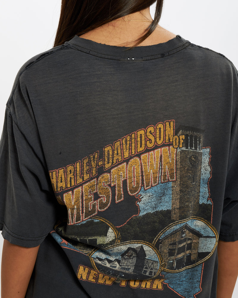 Vintage 90s Harley Davidson 'Jamestown' Tee <br>M , The Real Deal , newtown, sydney, australia, thrift store, opshop, preloved, secondhand, sustainable, retro, antique, 70s, 80s, 90s, 2000s, 00s, fashion, clothing, streetwear, trendy, garment, style, boutique, store, shop, archive, sale, cheap, best, top