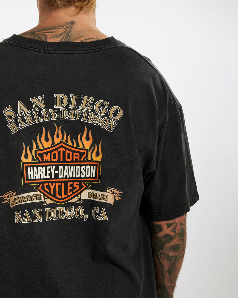 Vintage Harley Davidson 'San Diego, CA' Tee <br>XL , The Real Deal , newtown, sydney, australia, thrift store, opshop, preloved, secondhand, sustainable, retro, antique, 70s, 80s, 90s, 2000s, 00s, fashion, clothing, streetwear, trendy, garment, style, boutique, store, shop, archive, sale, cheap, best, top