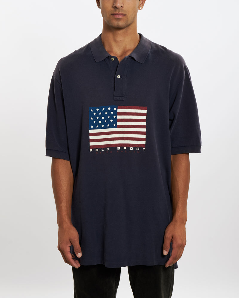 90s Polo Sport Flag Polo Shirt <br>XXL