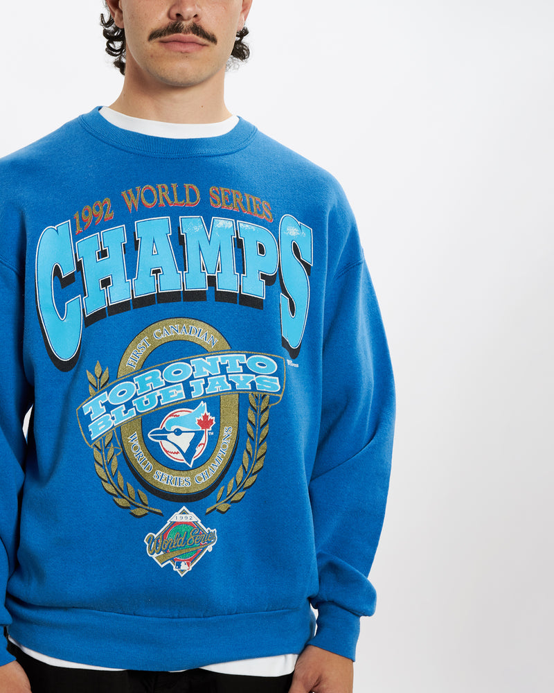 Vintage 1992 Toronto Blue Jays World Series Sweatshirt <br>L , The Real Deal , newtown, sydney, australia, thrift store, opshop, preloved, secondhand, sustainable, retro, antique, 70s, 80s, 90s, 2000s, 00s, fashion, clothing, streetwear, trendy, garment, style, boutique, store, shop, archive, sale, cheap, best, top