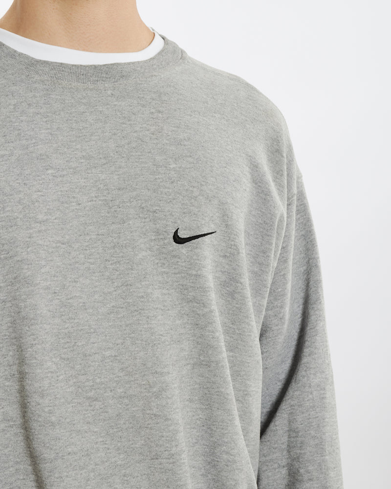 Vintage 90s Nike Small Swoosh Sweatshirt <br>L , The Real Deal , newtown, sydney, australia, thrift store, opshop, preloved, secondhand, sustainable, retro, antique, 70s, 80s, 90s, 2000s, 00s, fashion, clothing, streetwear, trendy, garment, style, boutique, store, shop, archive, sale, cheap, best, top