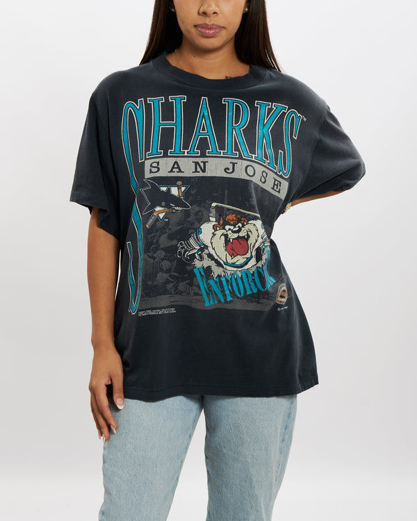 Vintage 1991 San Jose Sharks x Taz Devil Tee <br>M , The Real Deal , newtown, sydney, australia, thrift store, opshop, preloved, secondhand, sustainable, retro, antique, 70s, 80s, 90s, 2000s, 00s, fashion, clothing, streetwear, trendy, garment, style, boutique, store, shop, archive, sale, cheap, best, top