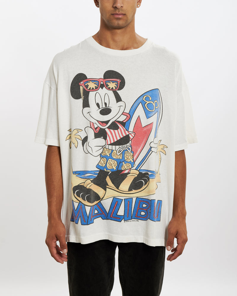 Vintage 90s Mickey Mouse 'Malibu' Tee <br>XXL , The Real Deal , newtown, sydney, australia, thrift store, opshop, preloved, secondhand, sustainable, retro, antique, 70s, 80s, 90s, 2000s, 00s, fashion, clothing, streetwear, trendy, garment, style, boutique, store, shop, archive, sale, cheap, best, top