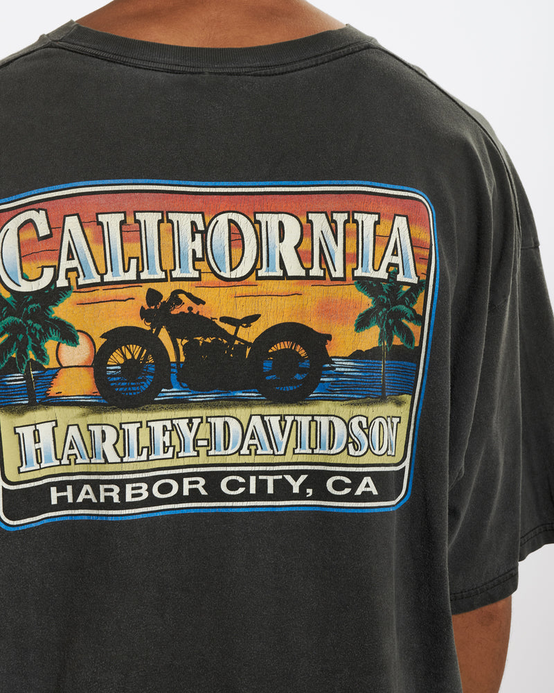 Vintage Harley Davidson 'Harbour City, CA' Tee <br>XXXL , The Real Deal , newtown, sydney, australia, thrift store, opshop, preloved, secondhand, sustainable, retro, antique, 70s, 80s, 90s, 2000s, 00s, fashion, clothing, streetwear, trendy, garment, style, boutique, store, shop, archive, sale, cheap, best, top