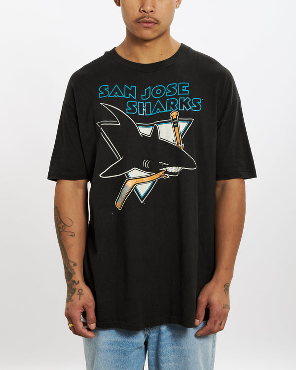 Vintage 90s San Jose Sharks Tee <br>XL , The Real Deal , newtown, sydney, australia, thrift store, opshop, preloved, secondhand, sustainable, retro, antique, 70s, 80s, 90s, 2000s, 00s, fashion, clothing, streetwear, trendy, garment, style, boutique, store, shop, archive, sale, cheap, best, top