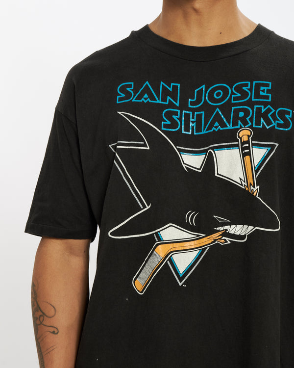 Vintage 90s San Jose Sharks Tee <br>XL , The Real Deal , newtown, sydney, australia, thrift store, opshop, preloved, secondhand, sustainable, retro, antique, 70s, 80s, 90s, 2000s, 00s, fashion, clothing, streetwear, trendy, garment, style, boutique, store, shop, archive, sale, cheap, best, top