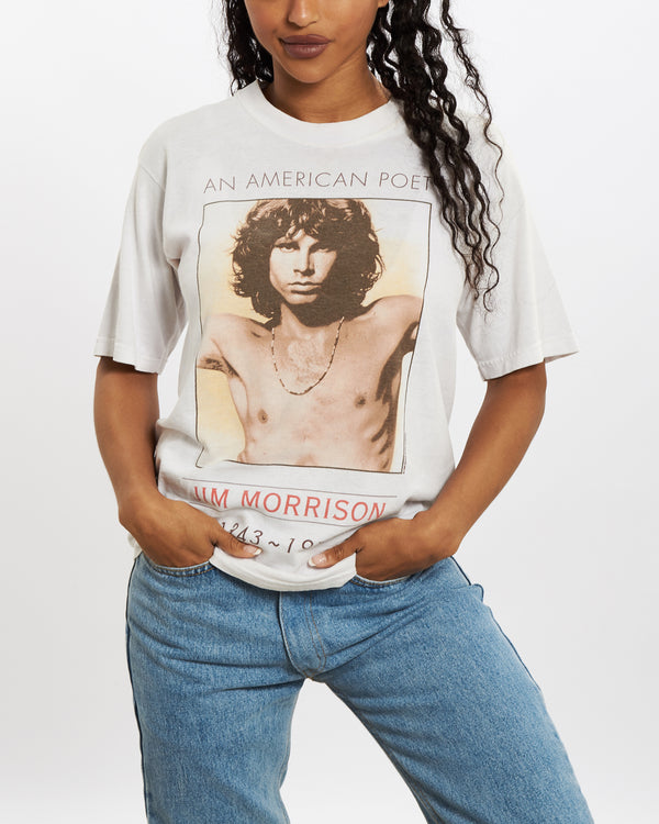 Vintage 1999 Jim Morrison 'An American Poet' Tee <br>XS , The Real Deal , newtown, sydney, australia, thrift store, opshop, preloved, secondhand, sustainable, retro, antique, 70s, 80s, 90s, 2000s, 00s, fashion, clothing, streetwear, trendy, garment, style, boutique, store, shop, archive, sale, cheap, best, top