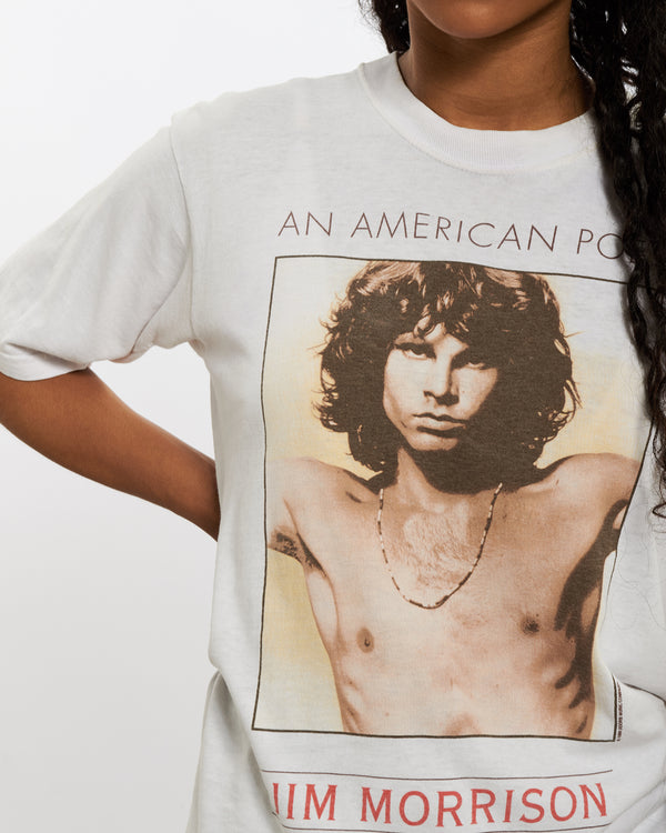 Vintage 1999 Jim Morrison 'An American Poet' Tee <br>XS , The Real Deal , newtown, sydney, australia, thrift store, opshop, preloved, secondhand, sustainable, retro, antique, 70s, 80s, 90s, 2000s, 00s, fashion, clothing, streetwear, trendy, garment, style, boutique, store, shop, archive, sale, cheap, best, top