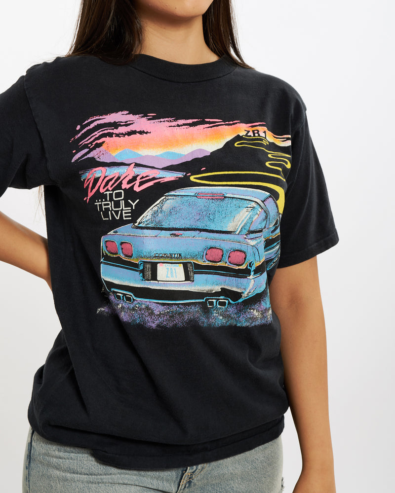 Vintage 1990 Corvette 'Dare to Truly Live' Tee <br>M , The Real Deal , newtown, sydney, australia, thrift store, opshop, preloved, secondhand, sustainable, retro, antique, 70s, 80s, 90s, 2000s, 00s, fashion, clothing, streetwear, trendy, garment, style, boutique, store, shop, archive, sale, cheap, best, top