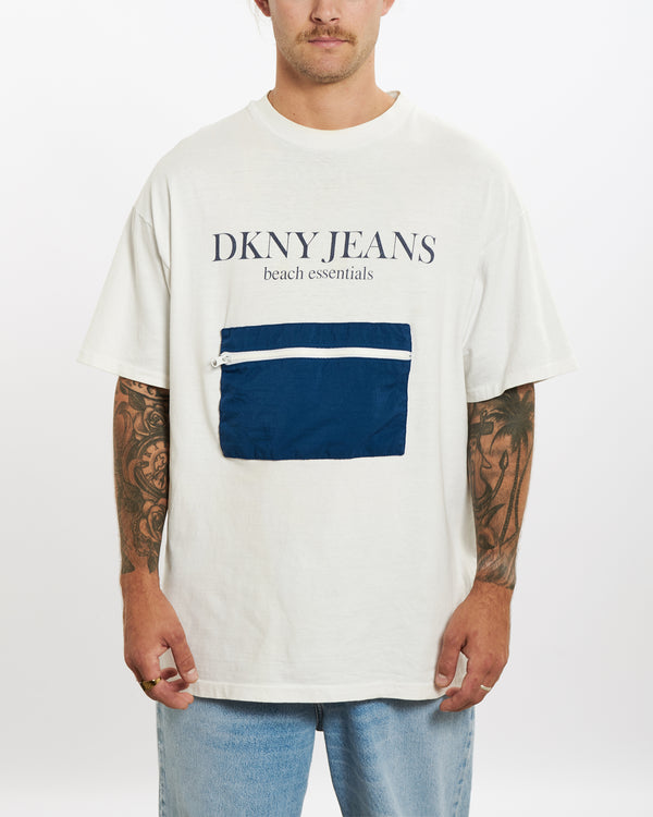 Vintage 90s DKNY Jeans 'Beach Essentials' Tee <br>XL