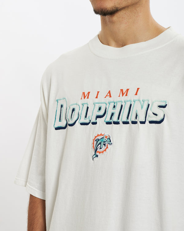 Vintage 90s Miami Dolphins Embroidered Tee <br>L , The Real Deal , newtown, sydney, australia, thrift store, opshop, preloved, secondhand, sustainable, retro, antique, 70s, 80s, 90s, 2000s, 00s, fashion, clothing, streetwear, trendy, garment, style, boutique, store, shop, archive, sale, cheap, best, top