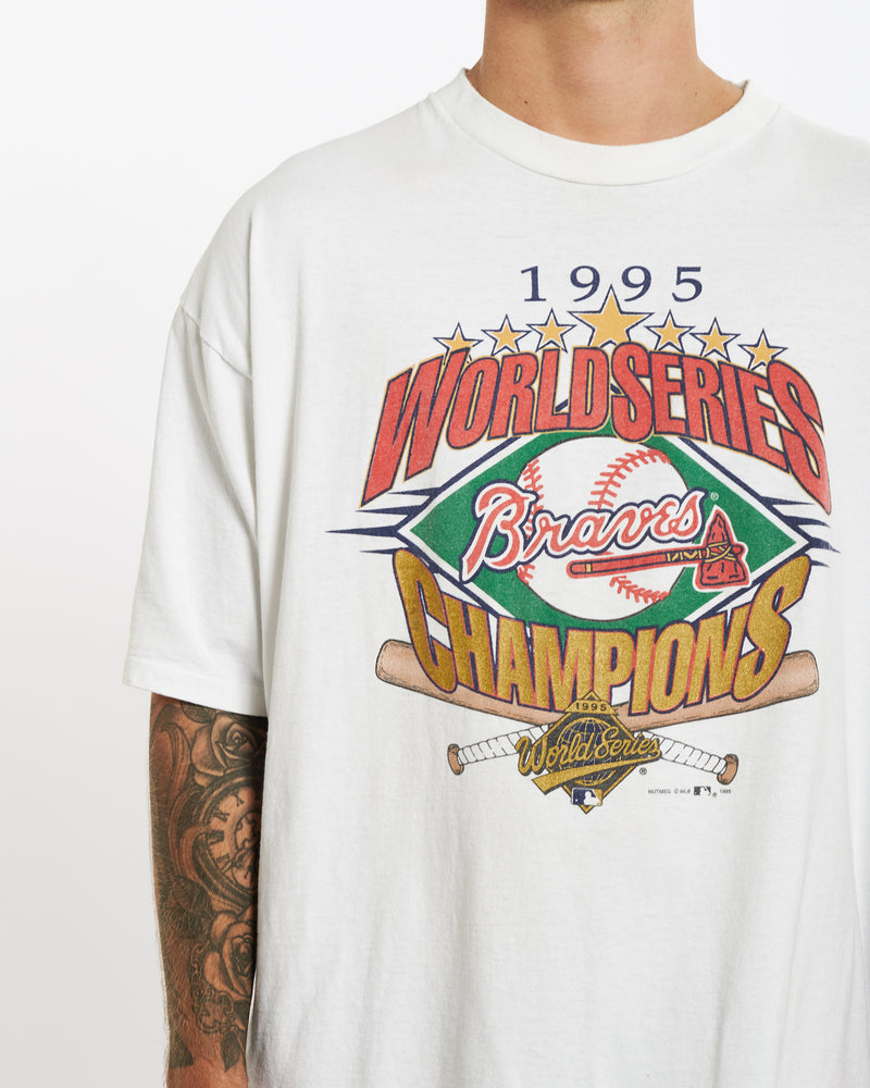 Vintage 1995 World Series 'Atlanta Braves' Tee <br>XL , The Real Deal , newtown, sydney, australia, thrift store, opshop, preloved, secondhand, sustainable, retro, antique, 70s, 80s, 90s, 2000s, 00s, fashion, clothing, streetwear, trendy, garment, style, boutique, store, shop, archive, sale, cheap, best, top