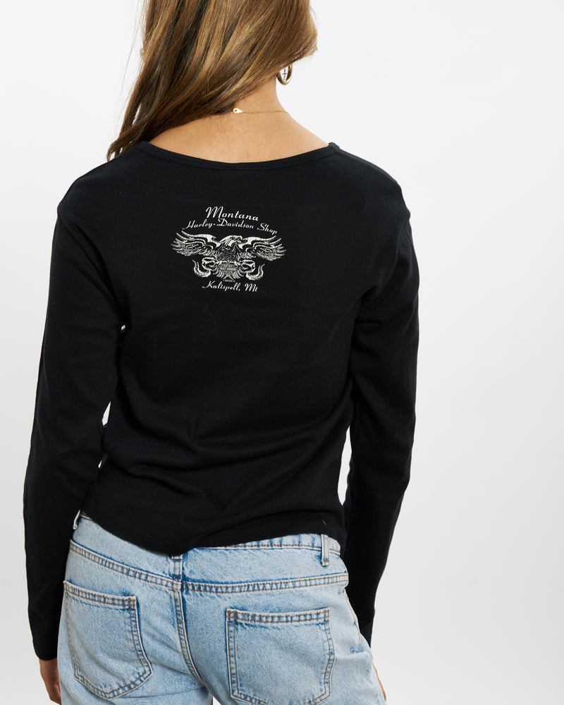 Vintage Harley Davidson Long Sleeve Tee <br>XXS , The Real Deal , newtown, sydney, australia, thrift store, opshop, preloved, secondhand, sustainable, retro, antique, 70s, 80s, 90s, 2000s, 00s, fashion, clothing, streetwear, trendy, garment, style, boutique, store, shop, archive, sale, cheap, best, top