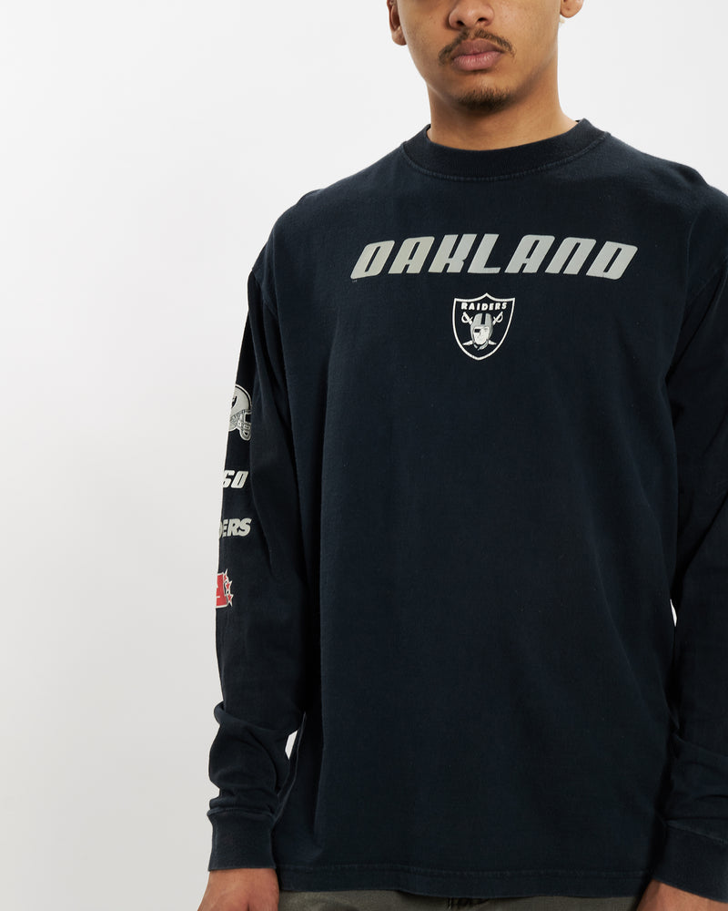 Vintage Oakland Raiders Long Sleeve Tee <br>M , The Real Deal , newtown, sydney, australia, thrift store, opshop, preloved, secondhand, sustainable, retro, antique, 70s, 80s, 90s, 2000s, 00s, fashion, clothing, streetwear, trendy, garment, style, boutique, store, shop, archive, sale, cheap, best, top