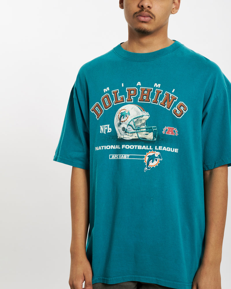 Vintage NFL Miami Dolphins Tee <br>L , The Real Deal , newtown, sydney, australia, thrift store, opshop, preloved, secondhand, sustainable, retro, antique, 70s, 80s, 90s, 2000s, 00s, fashion, clothing, streetwear, trendy, garment, style, boutique, store, shop, archive, sale, cheap, best, top