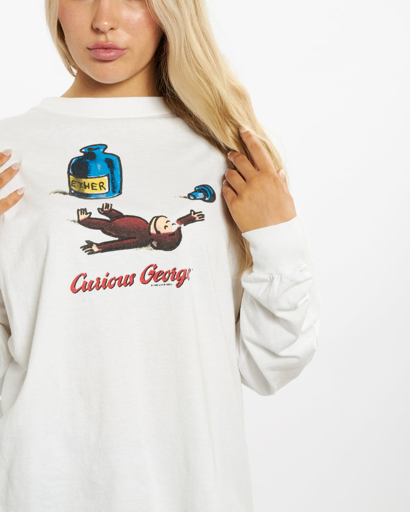 Vintage 1995 Curious George Long Sleeve Tee <br>M , The Real Deal , newtown, sydney, australia, thrift store, opshop, preloved, secondhand, sustainable, retro, antique, 70s, 80s, 90s, 2000s, 00s, fashion, clothing, streetwear, trendy, garment, style, boutique, store, shop, archive, sale, cheap, best, top