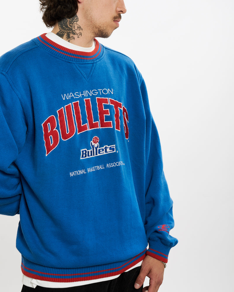 Vintage 90s NBA Washington Bullets Embroidered Sweatshirt <br>L , The Real Deal , newtown, sydney, australia, thrift store, opshop, preloved, secondhand, sustainable, retro, antique, 70s, 80s, 90s, 2000s, 00s, fashion, clothing, streetwear, trendy, garment, style, boutique, store, shop, archive, sale, cheap, best, top