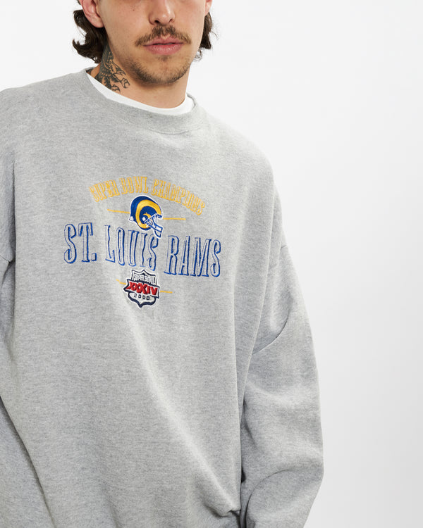 Vintage NFL St Louis Rams 'Super Bowl' Sweatshirt <br>L , The Real Deal , newtown, sydney, australia, thrift store, opshop, preloved, secondhand, sustainable, retro, antique, 70s, 80s, 90s, 2000s, 00s, fashion, clothing, streetwear, trendy, garment, style, boutique, store, shop, archive, sale, cheap, best, top