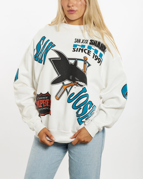 Vintage 1990 NHL San Jose Sharks Sweatshirt <br>M , The Real Deal , newtown, sydney, australia, thrift store, opshop, preloved, secondhand, sustainable, retro, antique, 70s, 80s, 90s, 2000s, 00s, fashion, clothing, streetwear, trendy, garment, style, boutique, store, shop, archive, sale, cheap, best, top