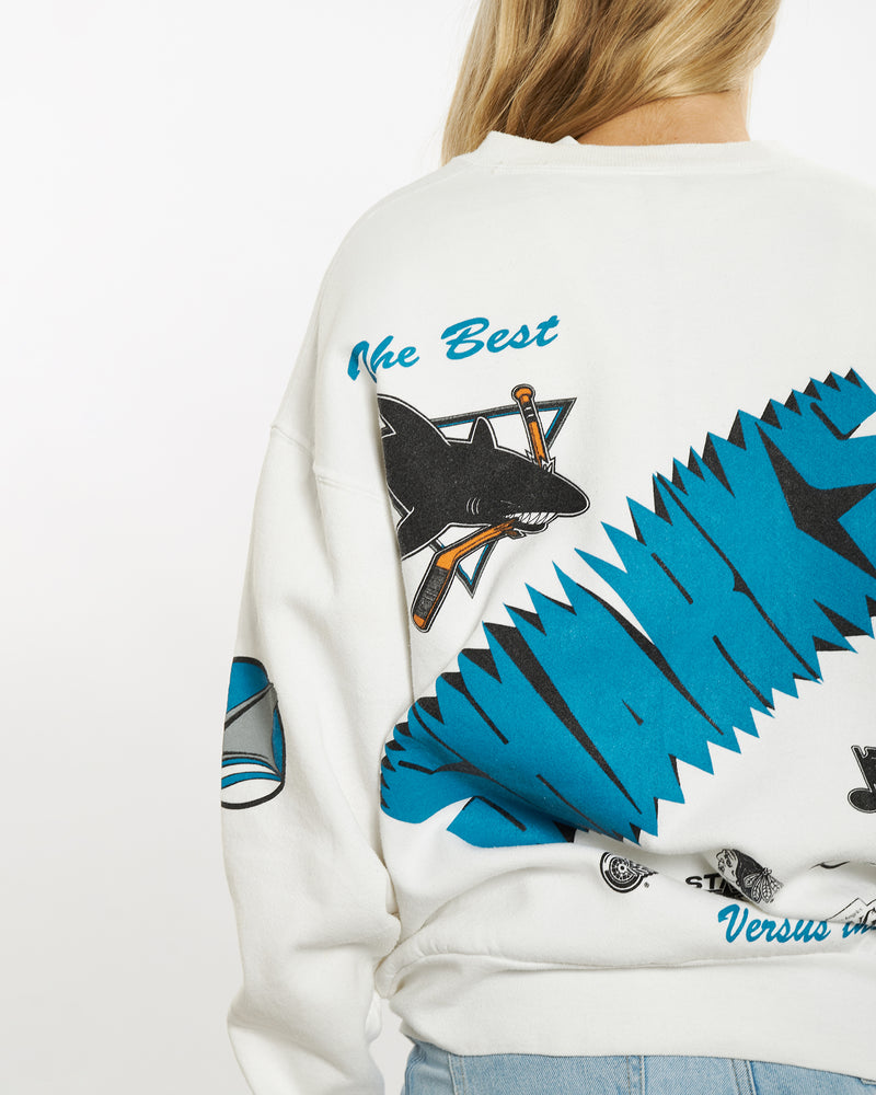 Vintage 1990 NHL San Jose Sharks Sweatshirt <br>M , The Real Deal , newtown, sydney, australia, thrift store, opshop, preloved, secondhand, sustainable, retro, antique, 70s, 80s, 90s, 2000s, 00s, fashion, clothing, streetwear, trendy, garment, style, boutique, store, shop, archive, sale, cheap, best, top