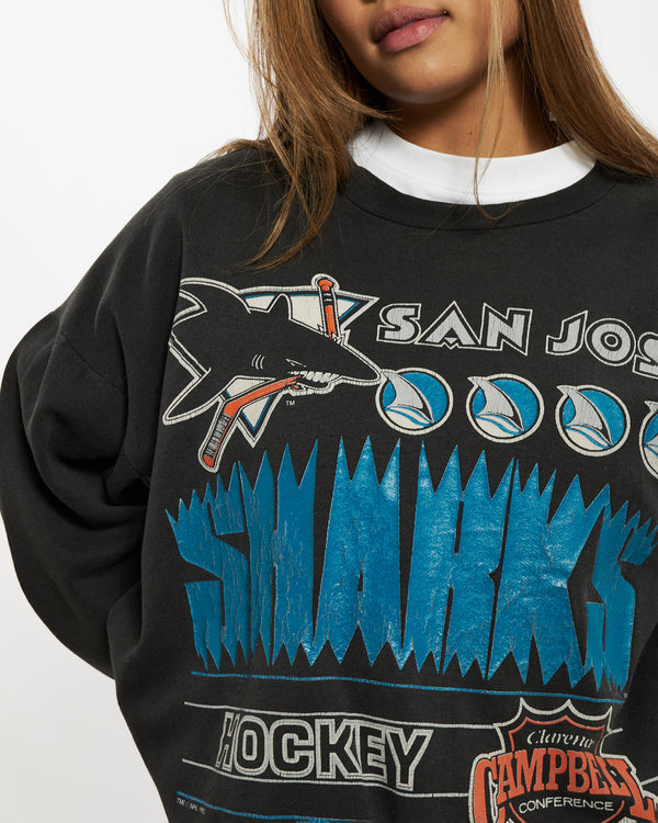 Vintage 1992 NHL San Jose Sharks Sweatshirt <br>S , The Real Deal , newtown, sydney, australia, thrift store, opshop, preloved, secondhand, sustainable, retro, antique, 70s, 80s, 90s, 2000s, 00s, fashion, clothing, streetwear, trendy, garment, style, boutique, store, shop, archive, sale, cheap, best, top