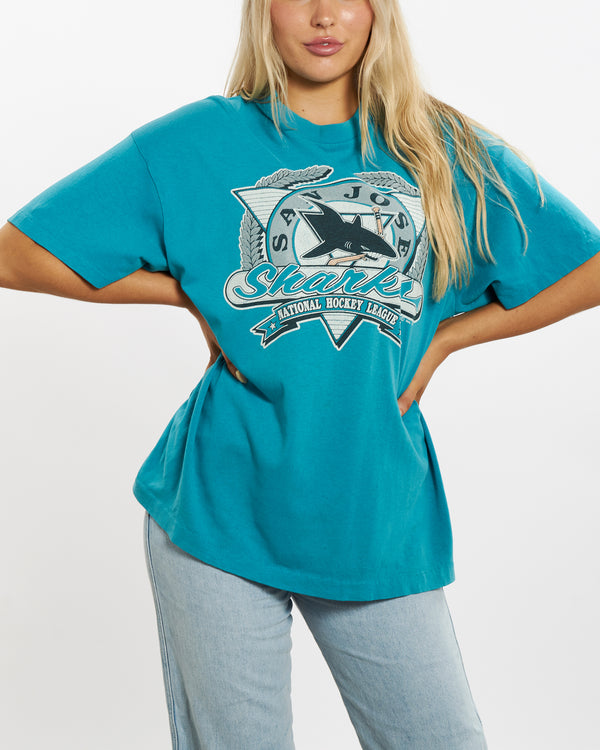 Vintage 1991 NHL San Jose Sharks Tee <br>L , The Real Deal , newtown, sydney, australia, thrift store, opshop, preloved, secondhand, sustainable, retro, antique, 70s, 80s, 90s, 2000s, 00s, fashion, clothing, streetwear, trendy, garment, style, boutique, store, shop, archive, sale, cheap, best, top