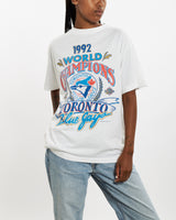 Vintage 1992 MLB Toronto Blue Jays World Series Tee <br>M , The Real Deal , newtown, sydney, australia, thrift store, opshop, preloved, secondhand, sustainable, retro, antique, 70s, 80s, 90s, 2000s, 00s, fashion, clothing, streetwear, trendy, garment, style, boutique, store, shop, archive, sale, cheap, best, top